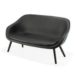 about a lounge 2 seater black leather - black