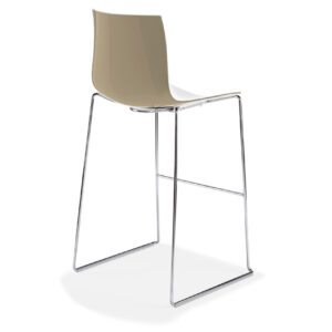 Catifa-Barhocker Kufengestell - weiß/beige