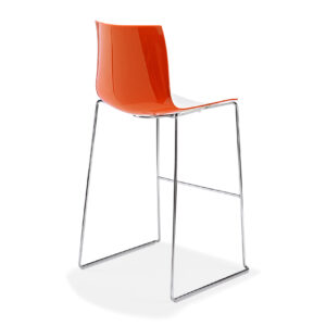 Catifa-Barhocker Kufengestell - weiß/orange